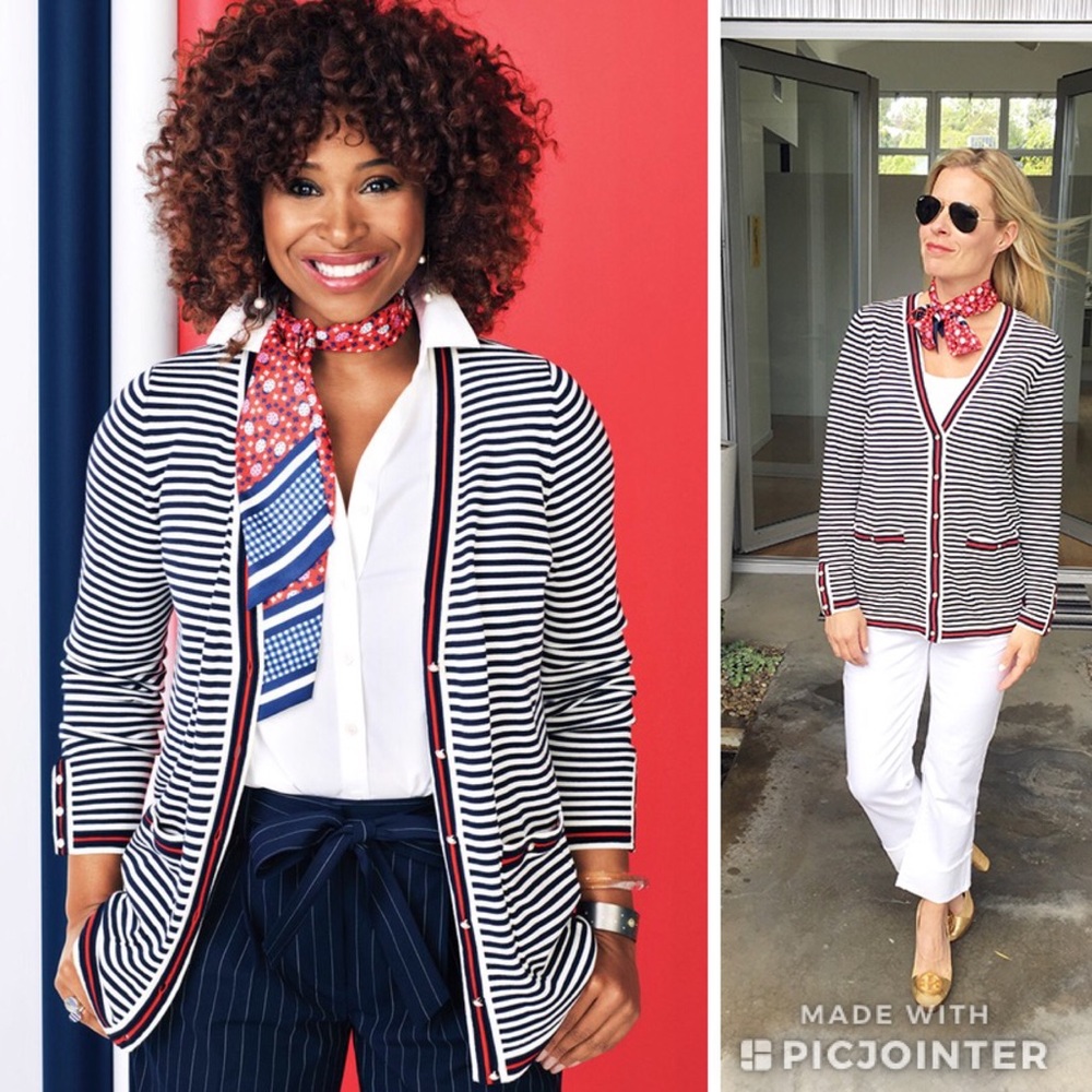 Talbots Oprah Collection Nautical Striped Cardigan